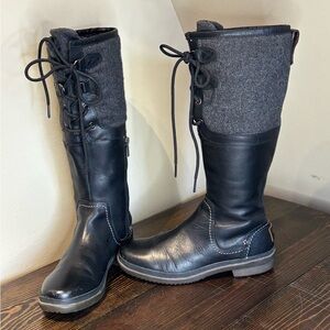 UGG Simmens Tall Waterproof Boots Leather & Wool Charcoal Grey Black